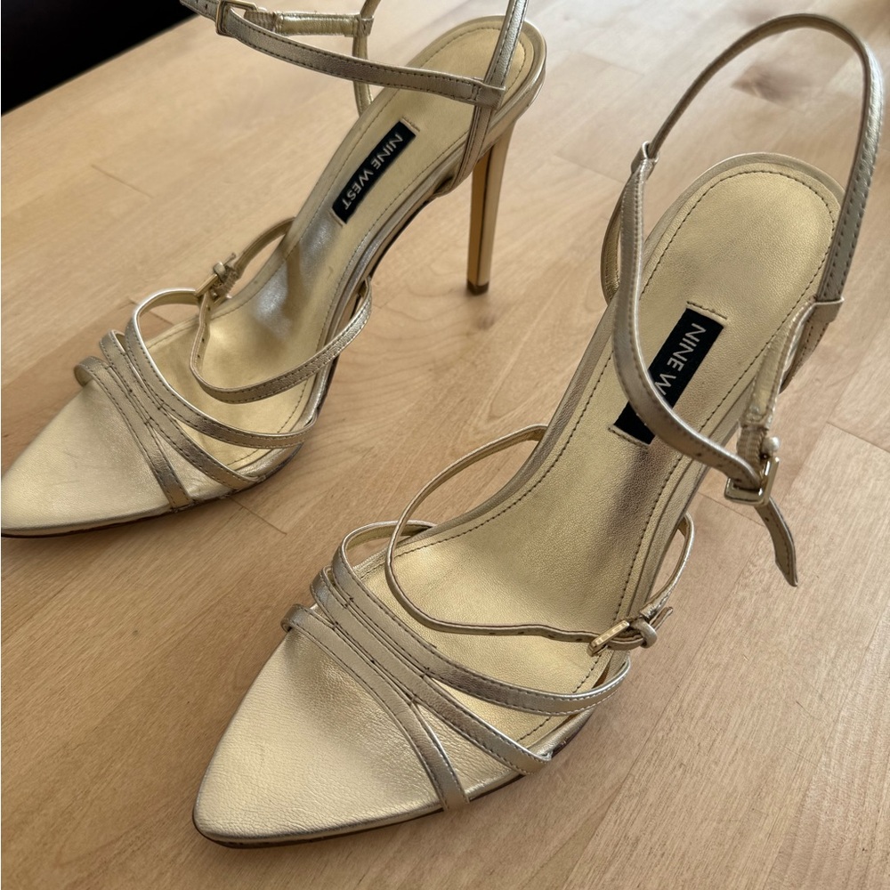 Nine West Metallic Gold Strappy Heels